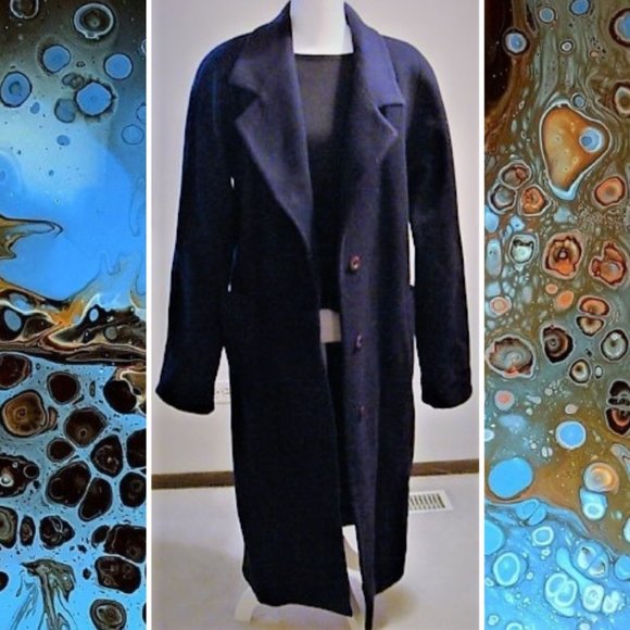 Karizma East Vintage Navy Blue Long Wool Button Down Coat. - Picture 2 of 3